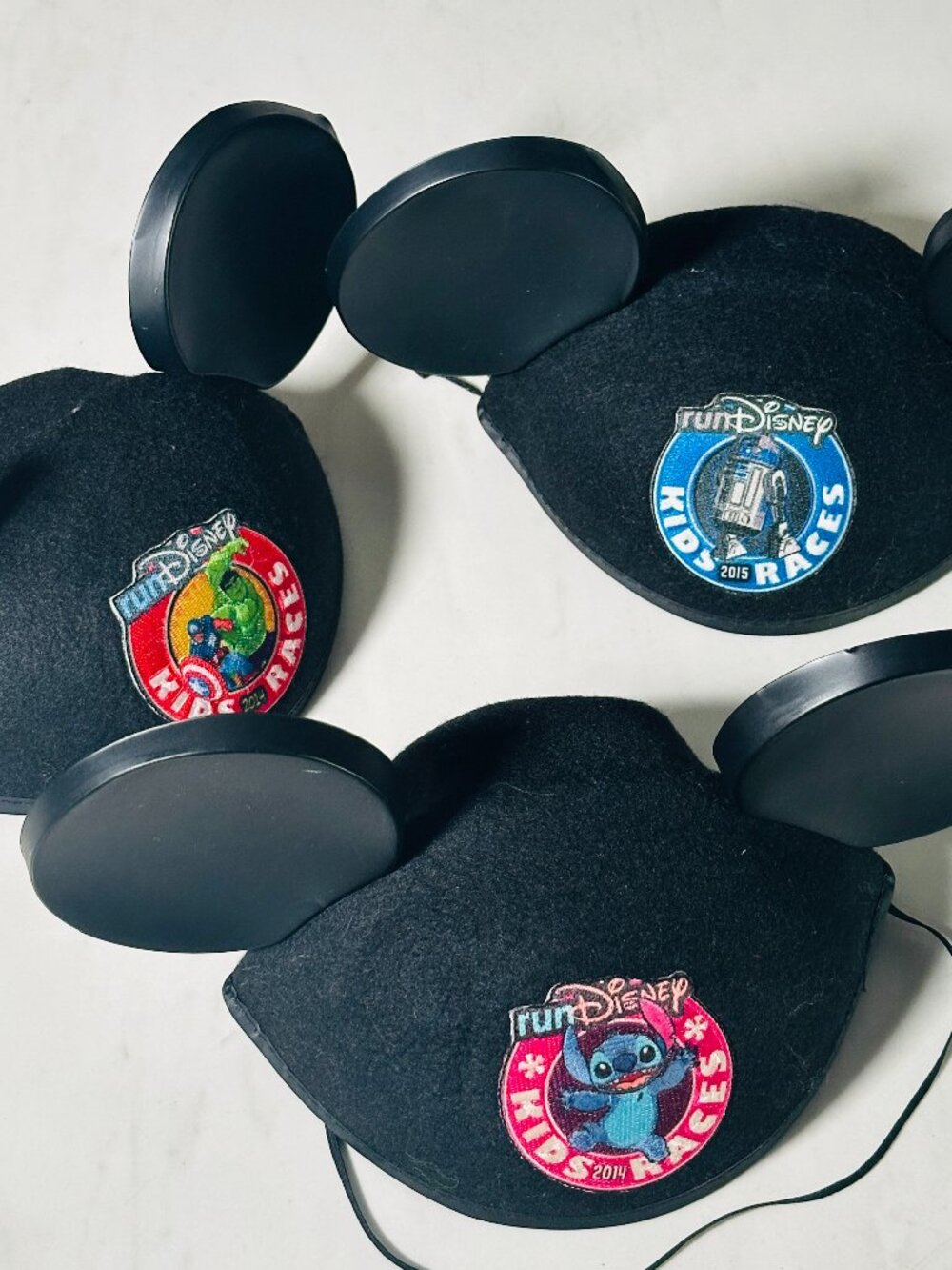 Disney 2014 run Disney Kids  Races Mickey Mouse Black Ears Hat - Lot of 3